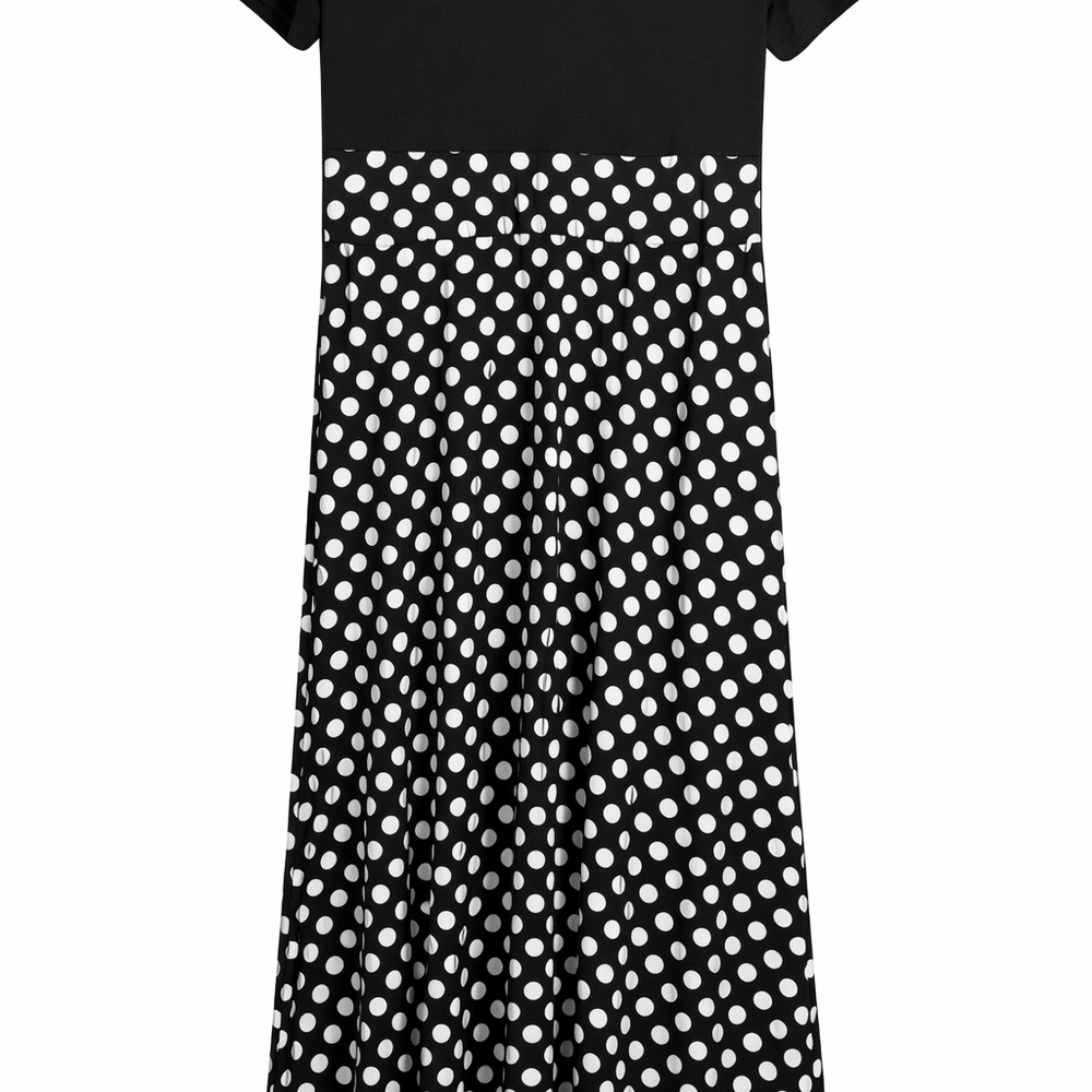 Ladies Black and White Polka Dot Dress - Picture 2 of 2